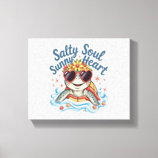 Turtle Blommigt Summer Beach Canvastryck