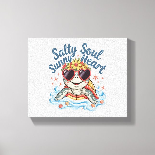 Turtle Blommigt Summer Beach Canvastryck (Framsida)