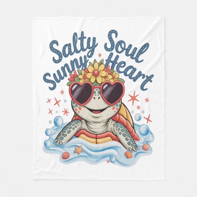 Turtle Blommigt Summer Beach Fleecefilt (Framsidan)