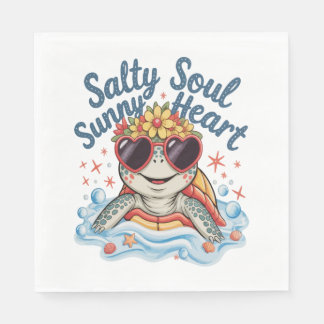 Turtle Blommigt Summer Beach Pappersservett