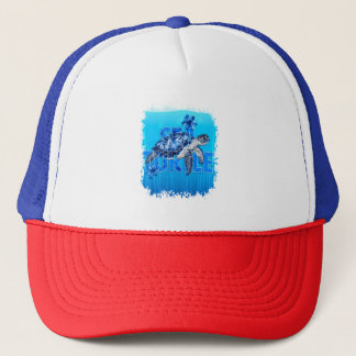 Turtle Blue Sea Square Keps