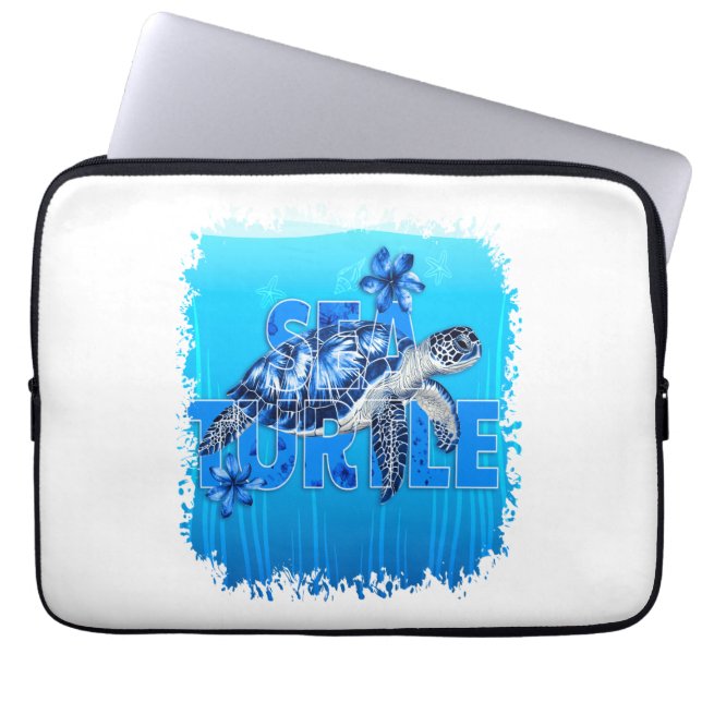 Turtle Blue Sea Square Laptop Fodral (Framsidan)
