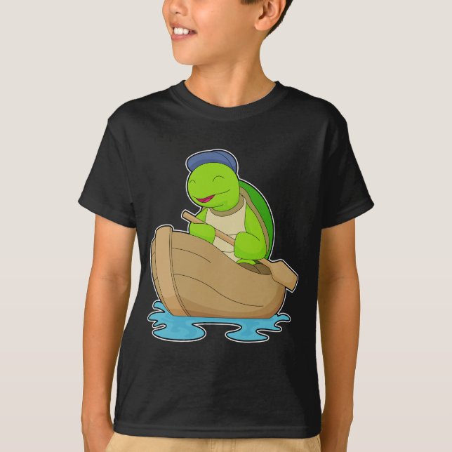 Turtle Boat Paddle T Shirt (Framsida)
