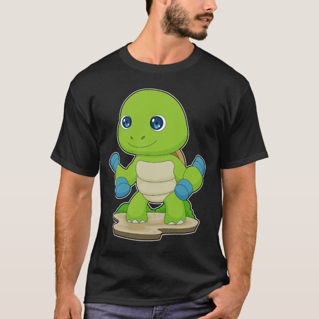 Turtle Bodybuilding der Dumbbells Bodybuilding T Shirt (Framsida)
