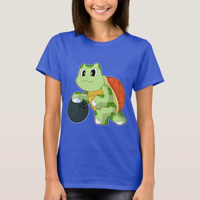 Turtle Bowling Bowling ball T Shirt (Framsida)