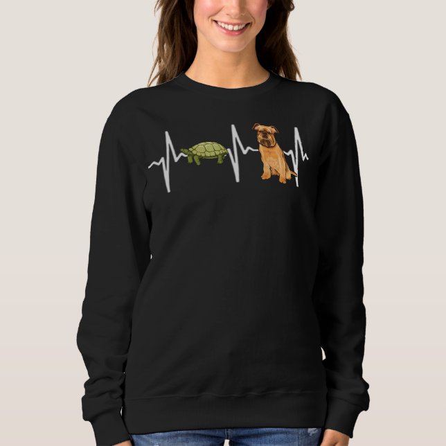 Turtle Brussels Griffon Heartslag Hund T Shirt (Framsida)