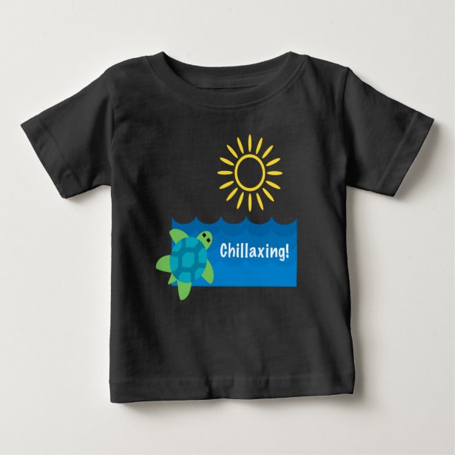 Turtle Chillaxing Design - Baby Bra Jersey T-Shir T Shirt (Framsida)