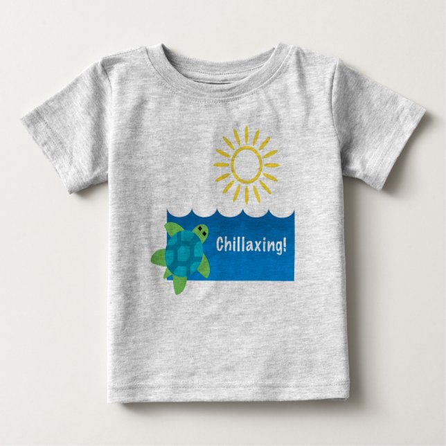 Turtle Chillaxing Design - Baby Bra Jersey T-Shir T Shirt (Framsida)