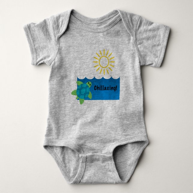 Turtle Chillaxing Design - Baby Jersey Bodykostym T Shirt (Framsida)