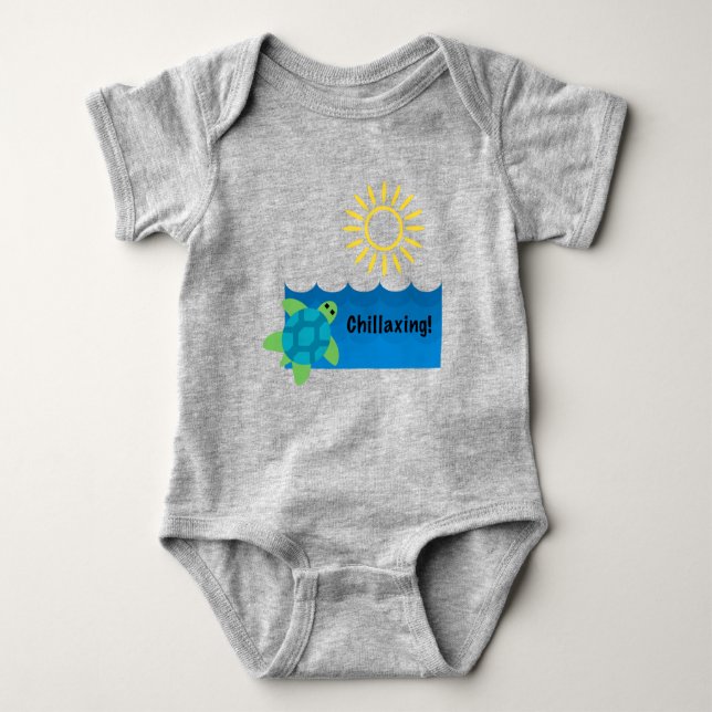 Turtle Chillaxing Design - Baby Jersey Bodykostym T Shirt (Framsida)