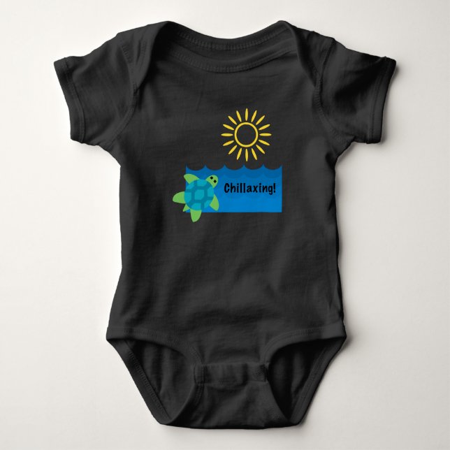 Turtle Chillaxing Design - Baby Jersey Bodykostym T Shirt (Framsida)