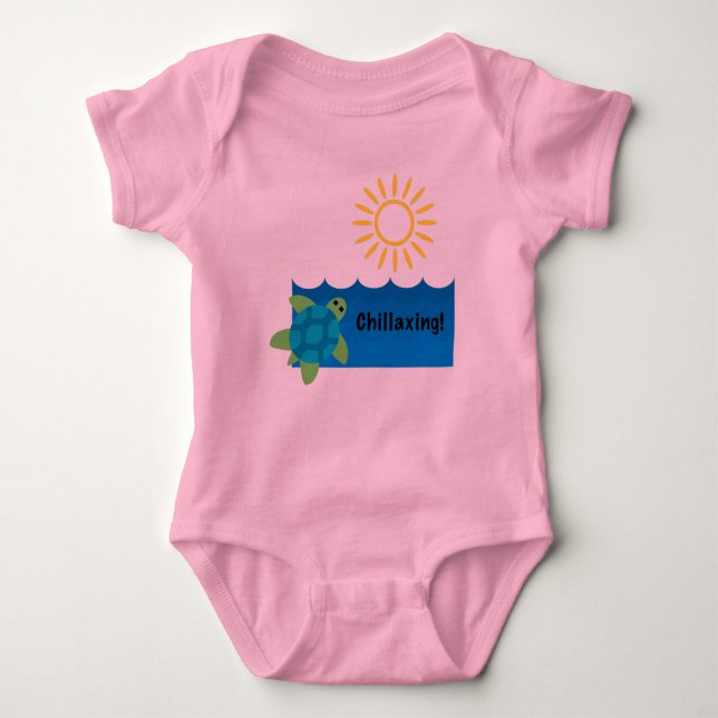 Turtle Chillaxing Design - Baby Jersey Bodykostym T Shirt (Framsida)