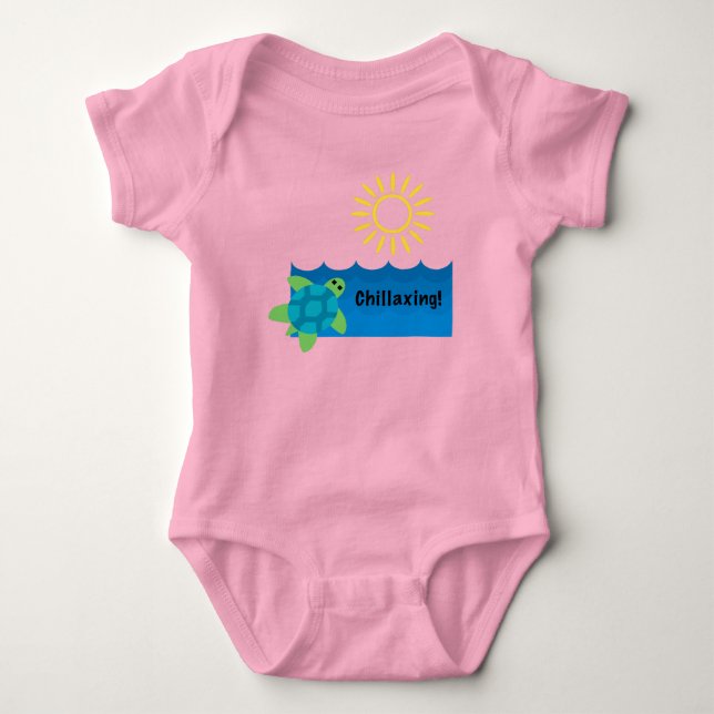 Turtle Chillaxing Design - Baby Jersey Bodykostym T Shirt (Framsida)