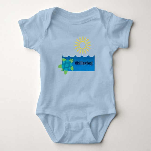 Turtle Chillaxing Design - Baby Jersey Bodykostym T Shirt (Framsida)