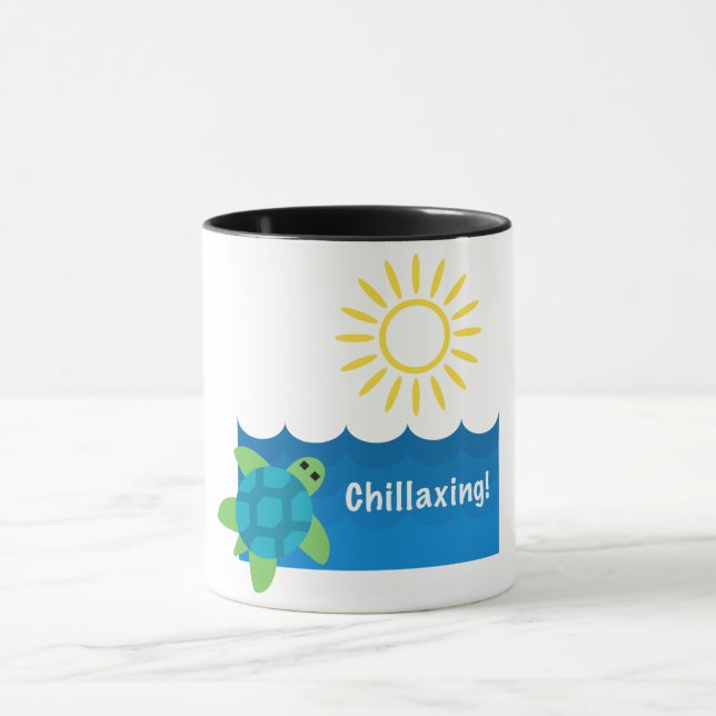 Turtle Chillaxing Design - Black 11 oz Combo Mugg (Center)