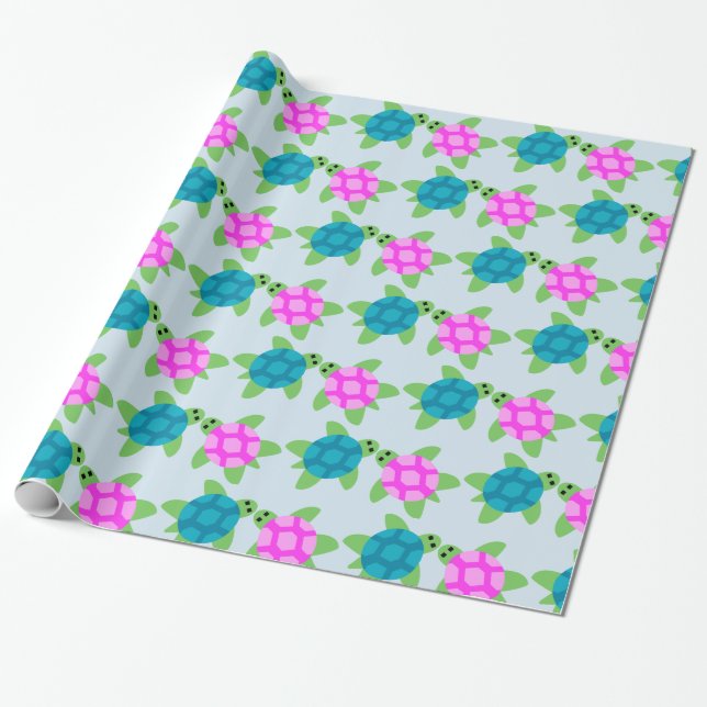 Turtle Chillaxing Design - Glossy Wrapping Papper, Presentpapper (Utrullad)