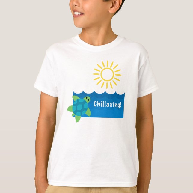 Turtle Chillaxing Design - Kids Basic T-Shirt (Framsida)