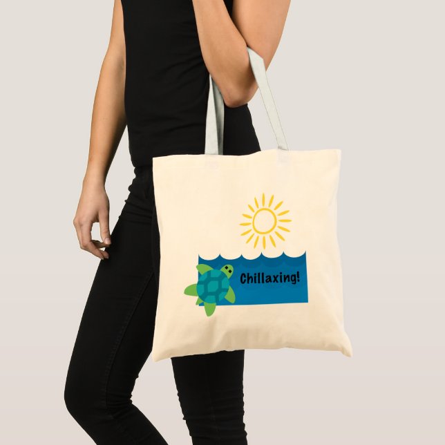 Turtle Chillaxing Designg - Budget Tote Tygkasse (Framsida (produkt))