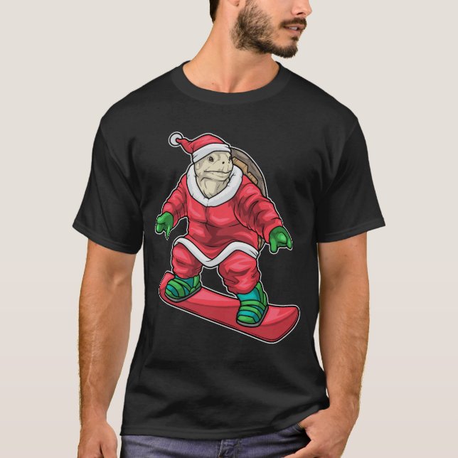 Turtle Christmas Skateboard T Shirt (Framsida)