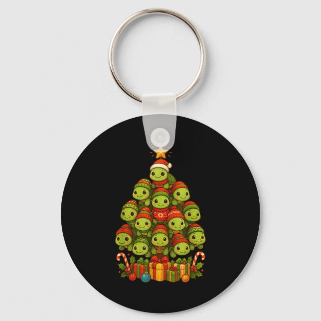 Turtle Christmas Tree Funny Turtle Xmas  Nyckelring (Framsida)