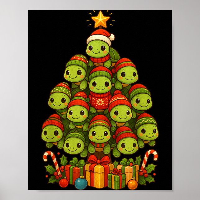 Turtle Christmas Tree Funny Turtle Xmas  Poster (Framsidan)