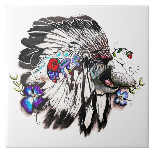 Turtle Clan – Native American Fine Cultural  Kakelplatta (Framsidan)