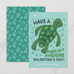 Turtle Classroom Valentines Exchange Card Inbjudningar