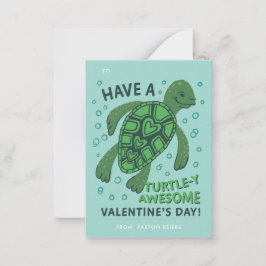 Turtle Classroom Valentines Exchange Note Card Anteckningskort