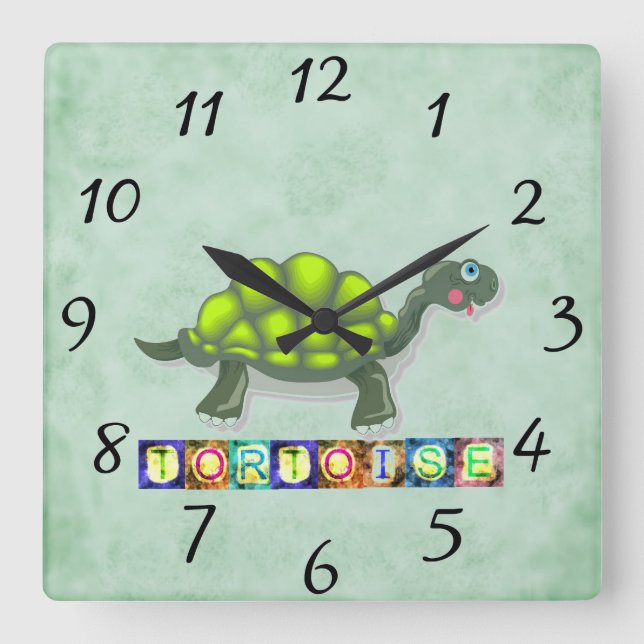 Turtle Clock Fyrkantig Klocka (Framsida)
