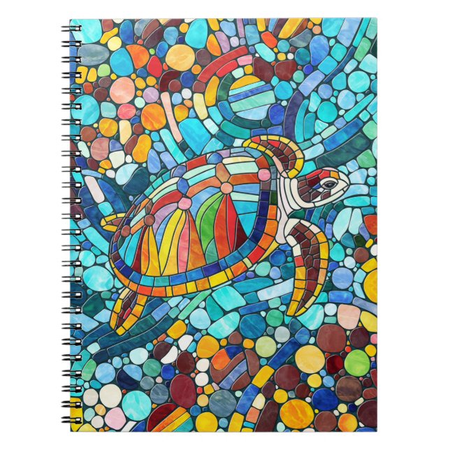 Turtle Colorful mosaic art Anteckningsbok (Framsidan)