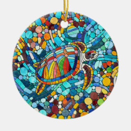 Turtle Colorful mosaic art Julgransprydnad Keramik