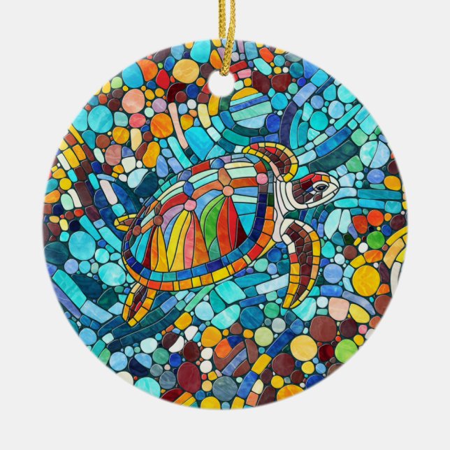 Turtle Colorful mosaic art Julgransprydnad Keramik (Framsidan)
