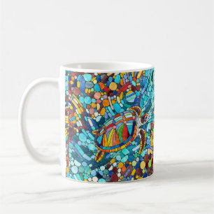 Turtle Colorful mosaic art Kaffemugg