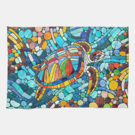 Turtle Colorful mosaic art Kökshandduk