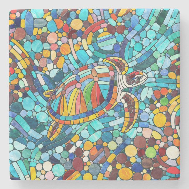 Turtle Colorful mosaic art Stenunderlägg (Framsidan)