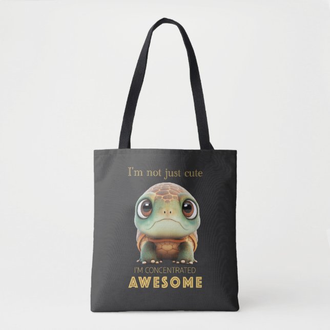 Turtle Concentrated Fantastisk Cute Adsible Funny Tygkasse (Framsida)