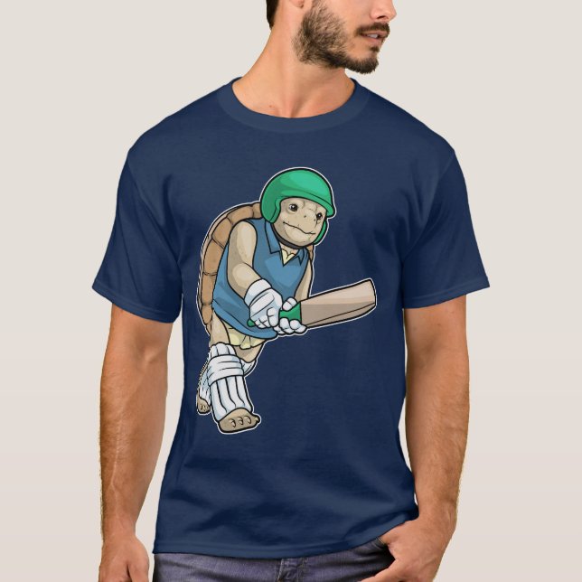 Turtle Cricket Cricket bat Sports T Shirt (Framsida)