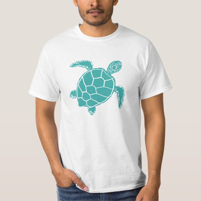 Turtle Cute Blue Ocean Animal T Shirt (Framsida)
