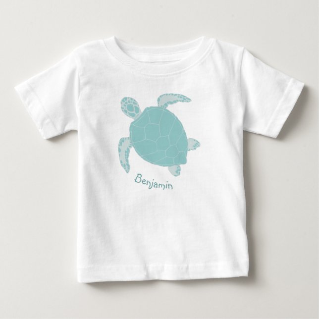 Turtle Cute Blue-Personlig T Shirt (Framsida)