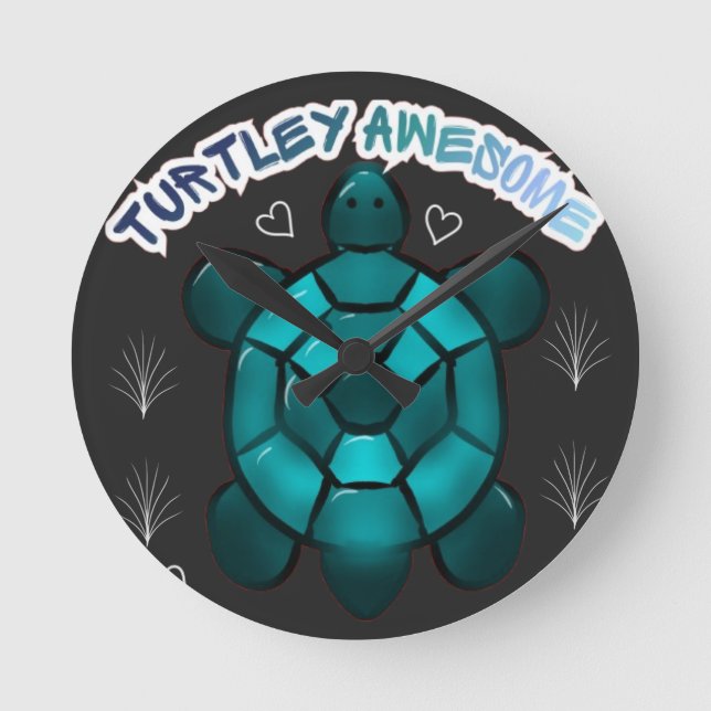  Turtle Cute Pun Funny Animal Gift Rund Klocka (Framsida)