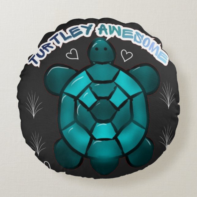  Turtle Cute Pun Funny Animal Gift Rund Kudde (Framsidan)