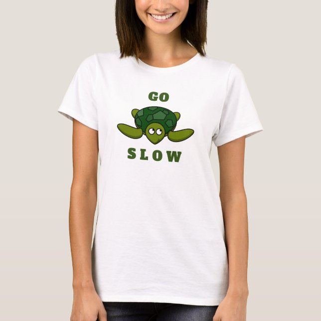 Turtle Cute Tropical Summer Go Slow T Shirt (Framsida)