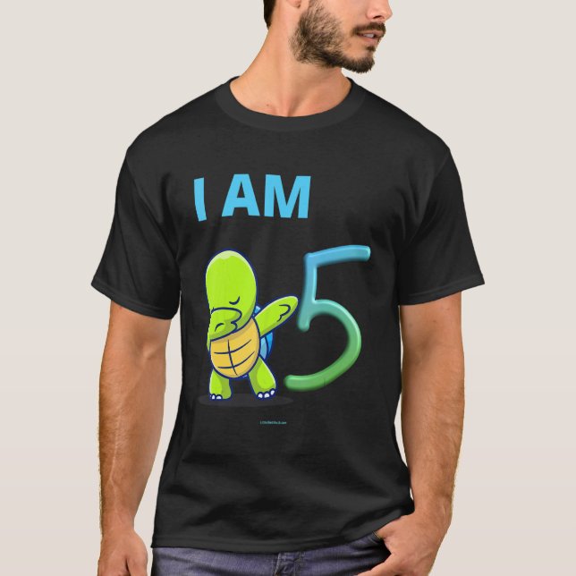 Turtle Dabbing Birthday 5 Years Old T Shirt (Framsida)
