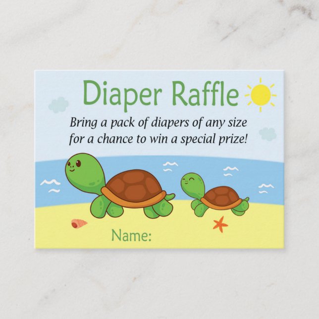 Turtle Diaper Raffle Biljett (Framsida)