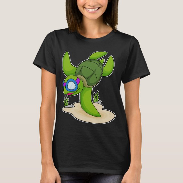 Turtle Diver Swimming goggel T Shirt (Framsida)