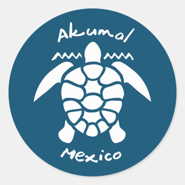 Turtle Diving Akumal, Mexiko Runt Klistermärke (Framsida)