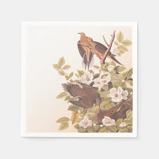 Turtle Dove Bird Family Cocktail Napkins Pappersservett (Framsidan)