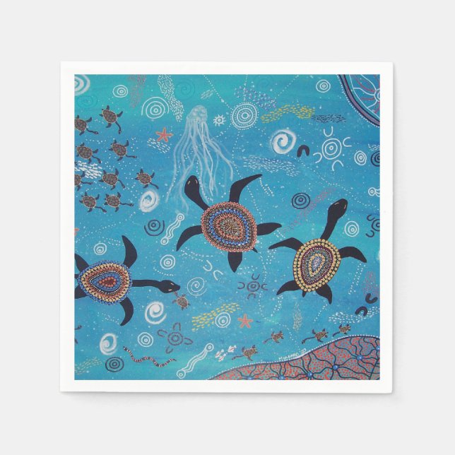 Turtle Dreaming Aboriginal Art Napkins Pappersservett (Framsidan)