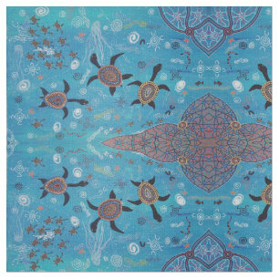 Turtle Dreaming Aboriginal Design Fabric Tyg