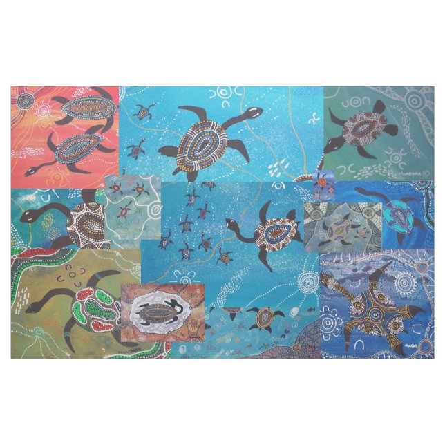Turtle Dreaming Collage Aboriginal Fabric Tyg (Yard)